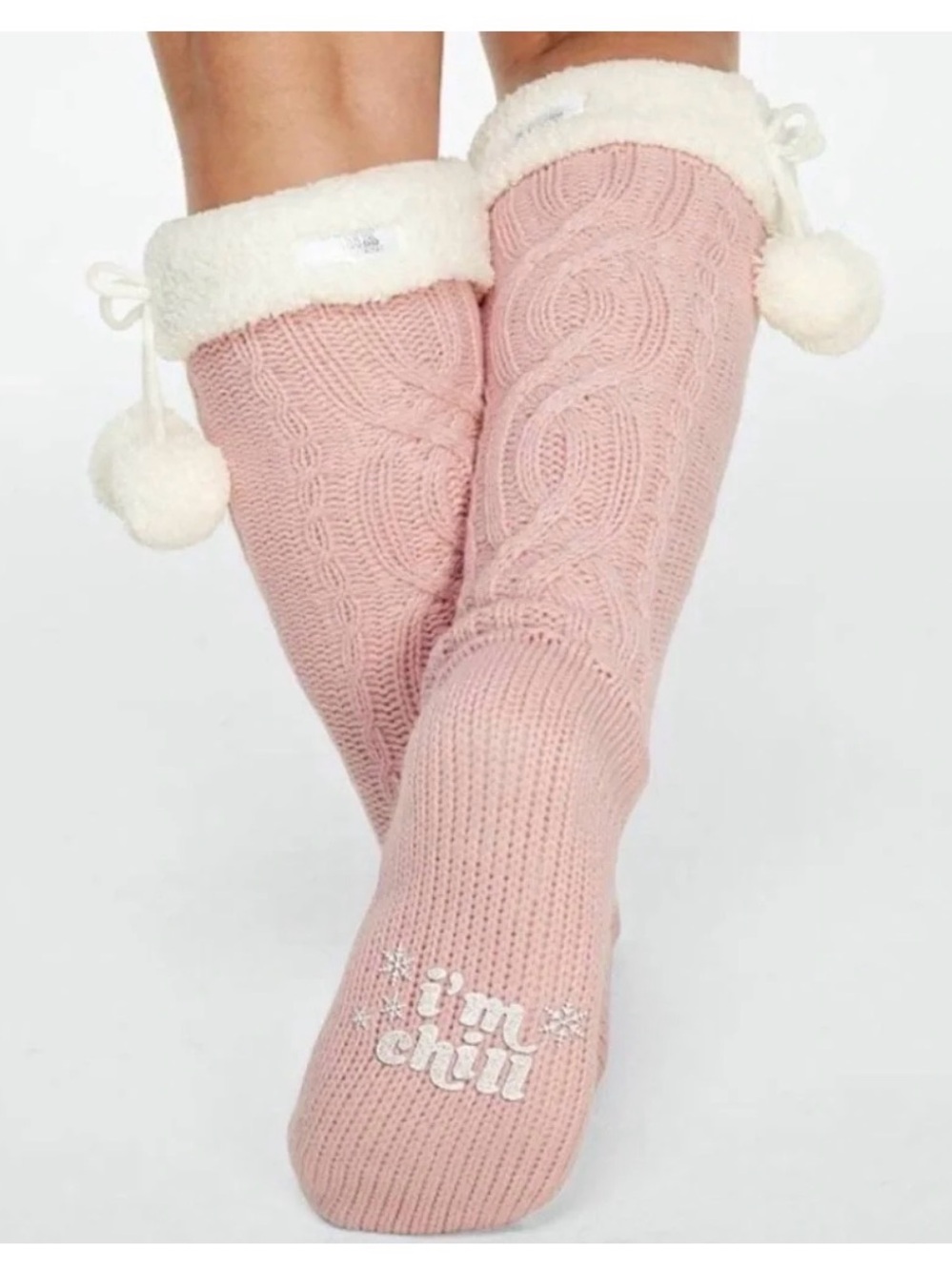 PINK Victoria's Secret Knee High Sherpa Lined Slipper Socks